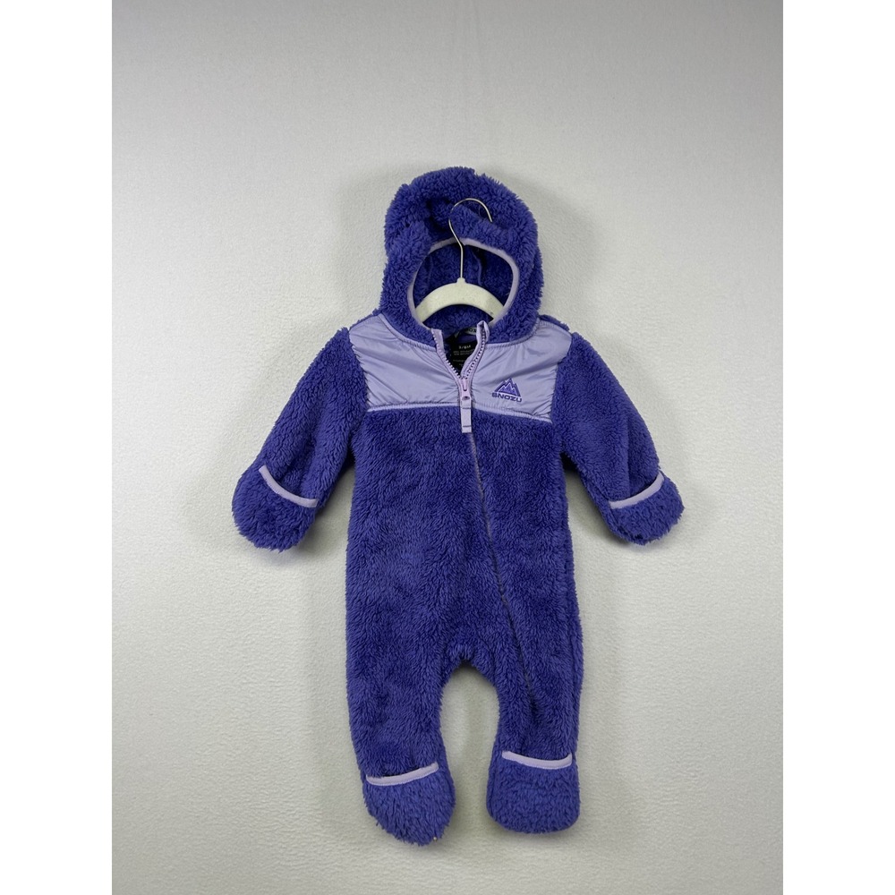 Gorpcore Snozu Baby 3/6M Purple Sherpa Fleece Hooded Footed Pram Suit‎ One-Piece